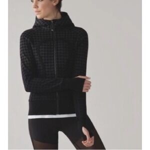Lululemon Scuba Hoodie II Giant Houndstooth Dip Dye Deep Coal Black Size 6 Zip